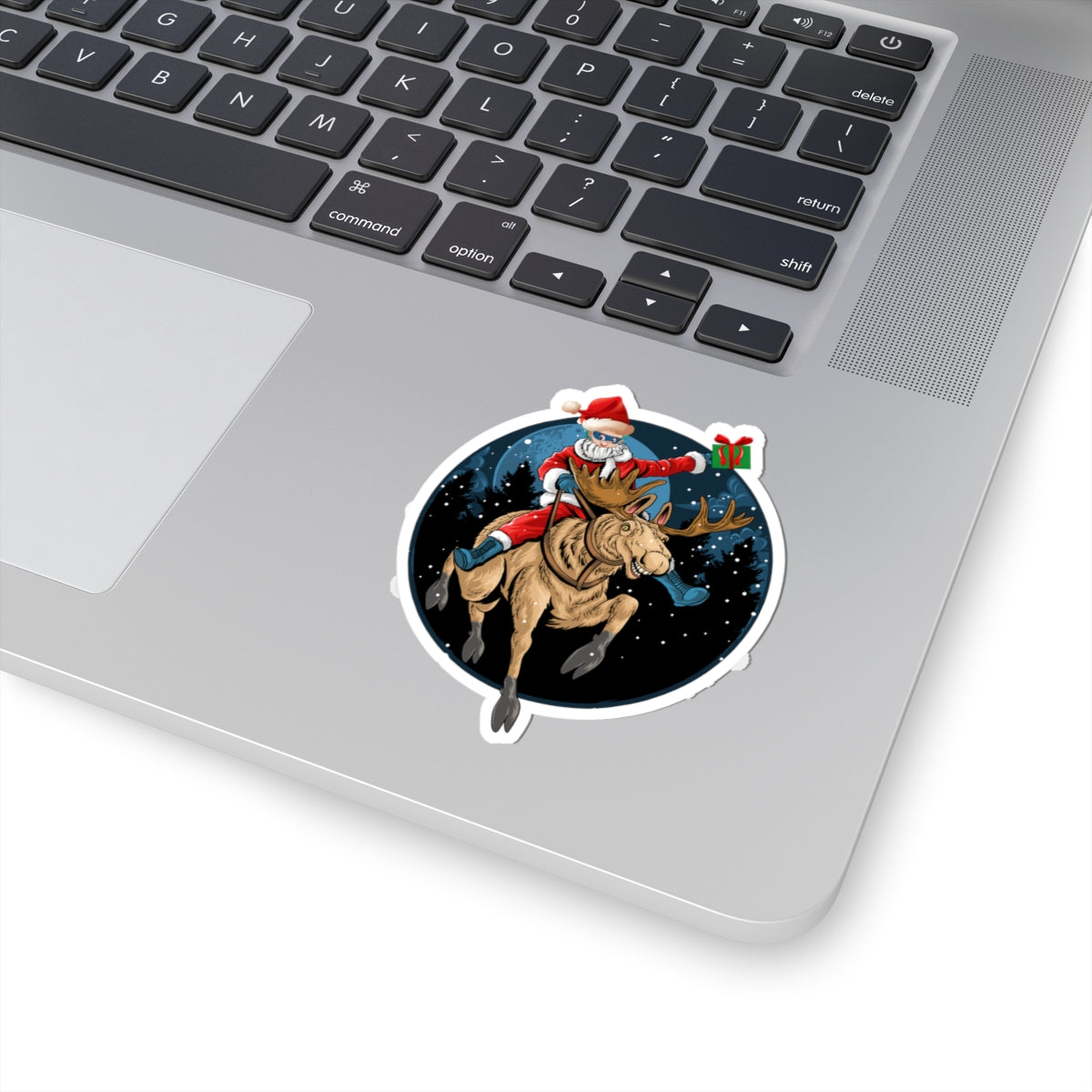 Kiss-Cut Stickers - Super kiddo riding a reindeer - [[{"value":"Wonderwear Kid"}]]