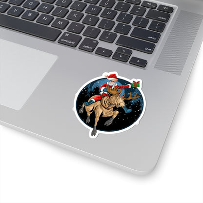 Kiss-Cut Stickers - Super kiddo riding a reindeer - [[{"value":"Wonderwear Kid"}]]