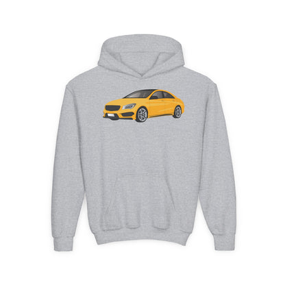 Youth Heavy Blend Hooded Sweatshirt - Yellow car Printify