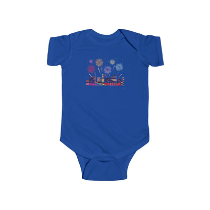 Infant Bodysuit - Super kiddo with fireworks with text - [[{"value":"Wonderwear Kid"}]]