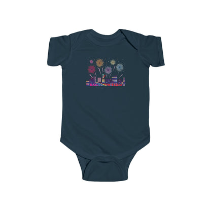 Infant Bodysuit - Super kiddo with fireworks with text - [[{"value":"Wonderwear Kid"}]]