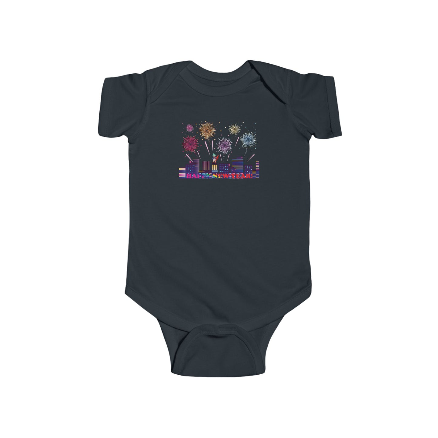 Infant Bodysuit - Super kiddo with fireworks with text - [[{"value":"Wonderwear Kid"}]]