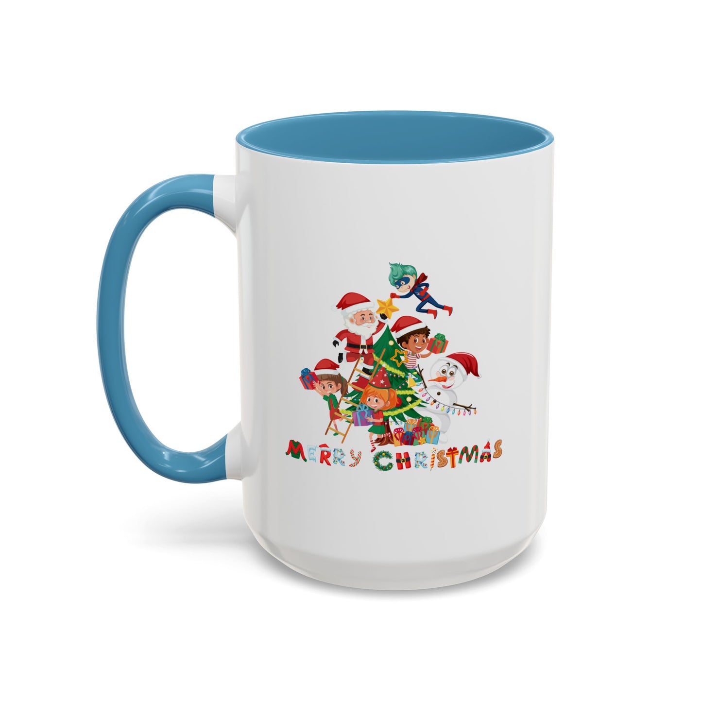 Accent Coffee Mug - Super kiddo making christmas tree with text