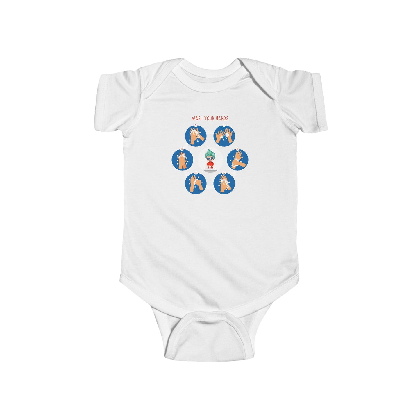 Infant Bodysuit - Super kiddo teaching how to wash hands - [[{"value":"Wonderwear Kid"}]]