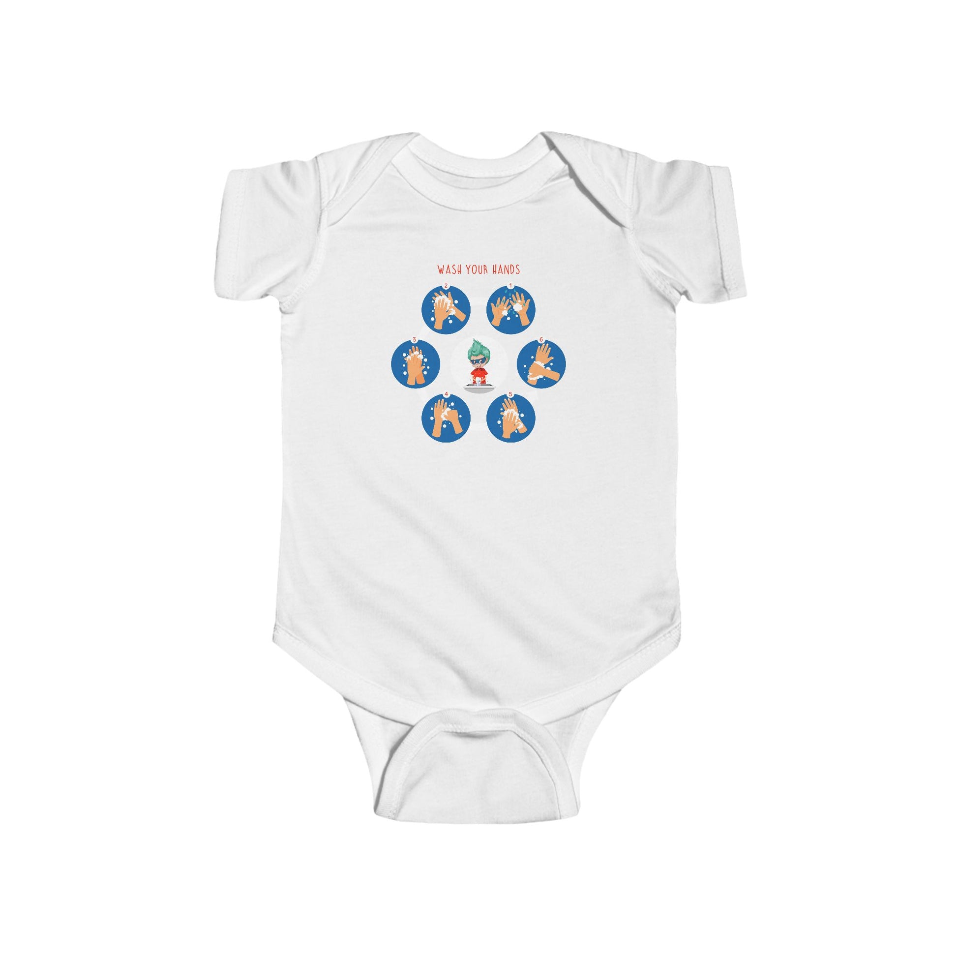Infant Bodysuit - Super kiddo teaching how to wash hands - [[{"value":"Wonderwear Kid"}]]