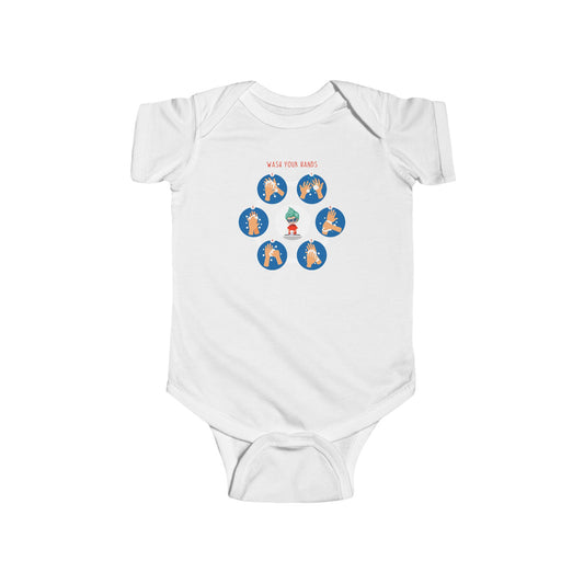 Infant Bodysuit - Super kiddo teaching how to wash hands - [[{"value":"Wonderwear Kid"}]]