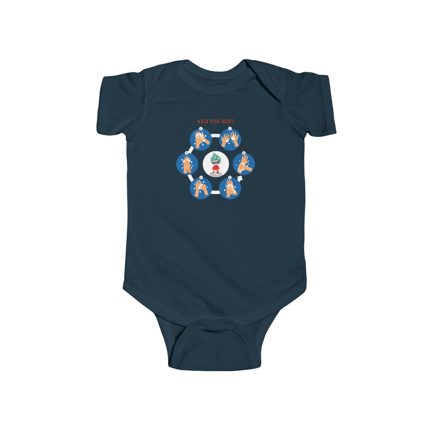 Infant Bodysuit - Super kiddo teaching how to wash hands - [[{"value":"Wonderwear Kid"}]]