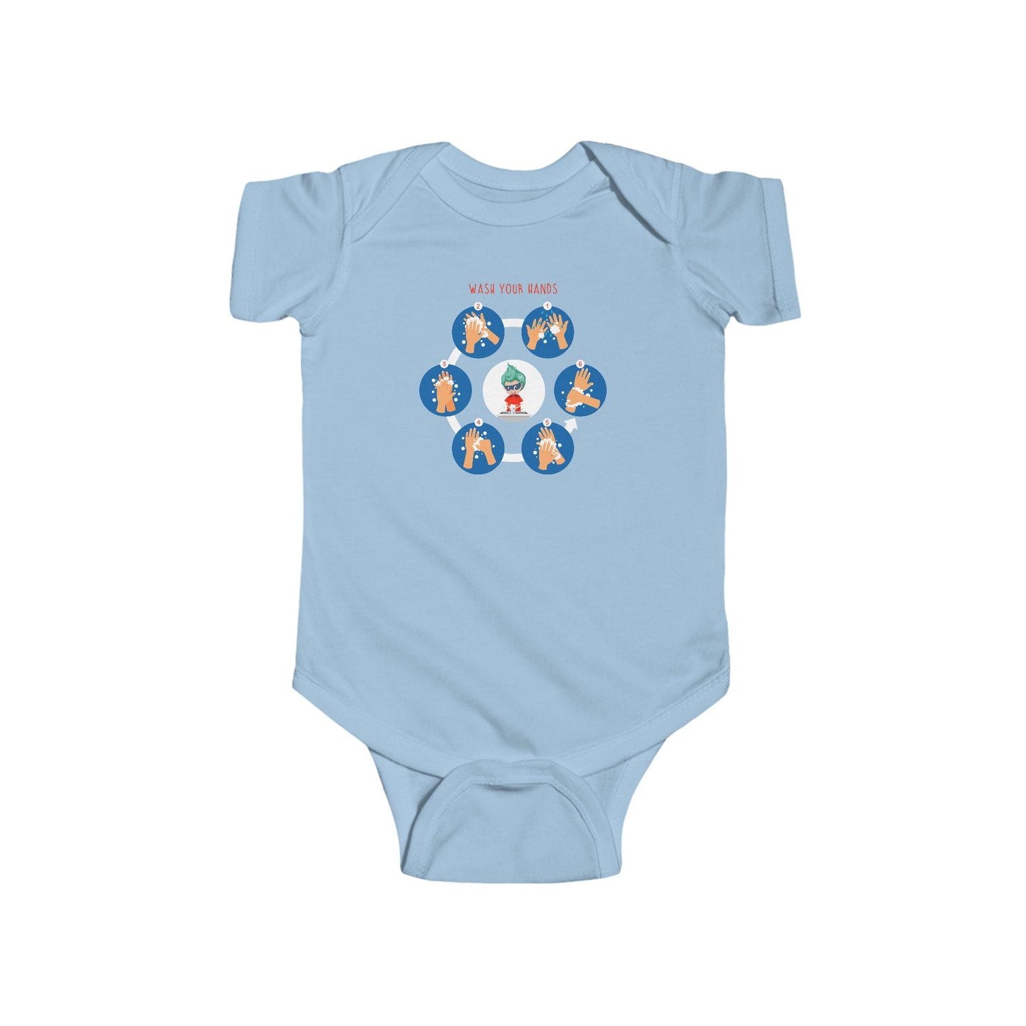 Infant Bodysuit - Super kiddo teaching how to wash hands - [[{"value":"Wonderwear Kid"}]]