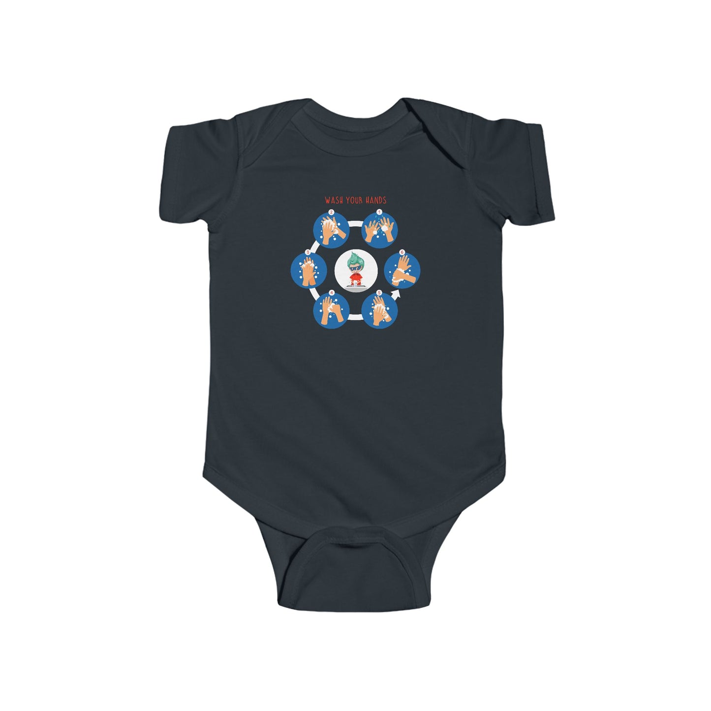 Infant Bodysuit - Super kiddo teaching how to wash hands - [[{"value":"Wonderwear Kid"}]]