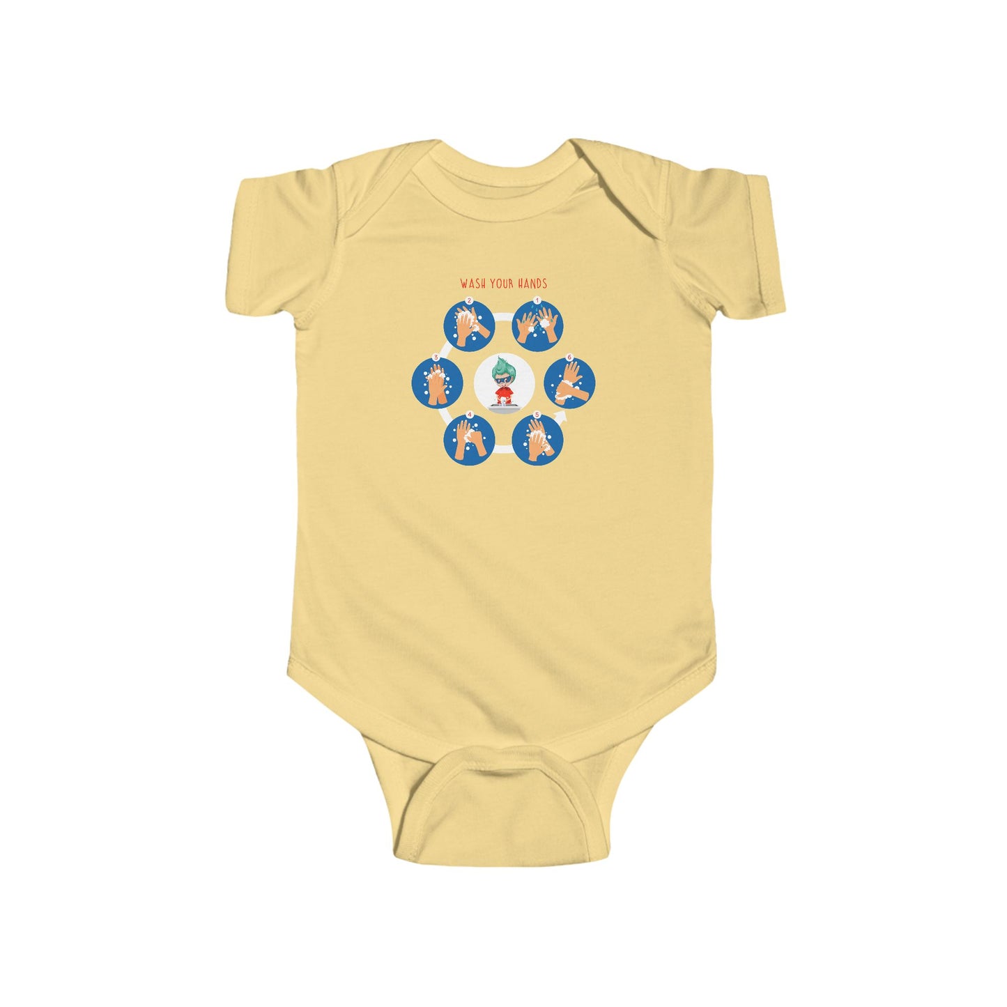 Infant Bodysuit - Super kiddo teaching how to wash hands - [[{"value":"Wonderwear Kid"}]]