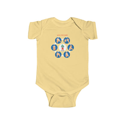 Infant Bodysuit - Super kiddo teaching how to wash hands - [[{"value":"Wonderwear Kid"}]]