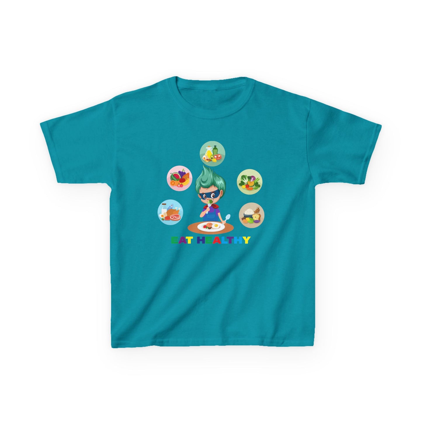 Kids Heavy Cotton™ Tee - Supper kiddo showing healthy food to eat - [[{"value":"Wonderwear Kid"}]]