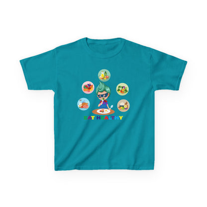 Kids Heavy Cotton™ Tee - Supper kiddo showing healthy food to eat - [[{"value":"Wonderwear Kid"}]]