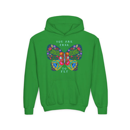 Youth Heavy Blend Hooded Sweatshirt - You are free to fly Printify