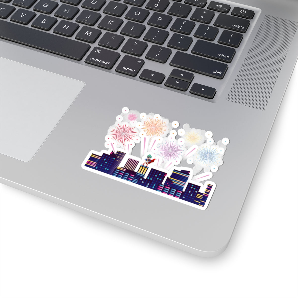 Kiss-Cut Stickers - Super kiddo with fireworks - [[{"value":"Wonderwear Kid"}]]