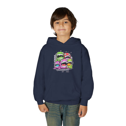 Youth Heavy Blend Hooded Sweatshirt - Cool monster character Printify