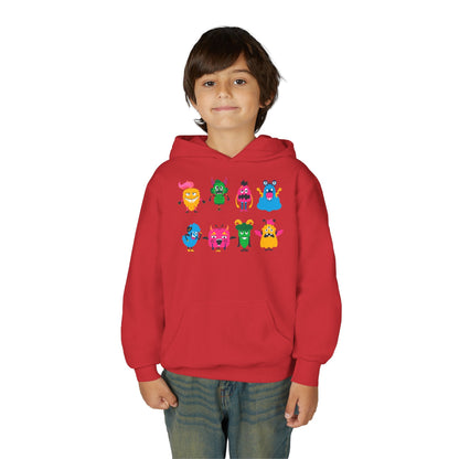 Youth Heavy Blend Hooded Sweatshirt - Set of monsters Printify