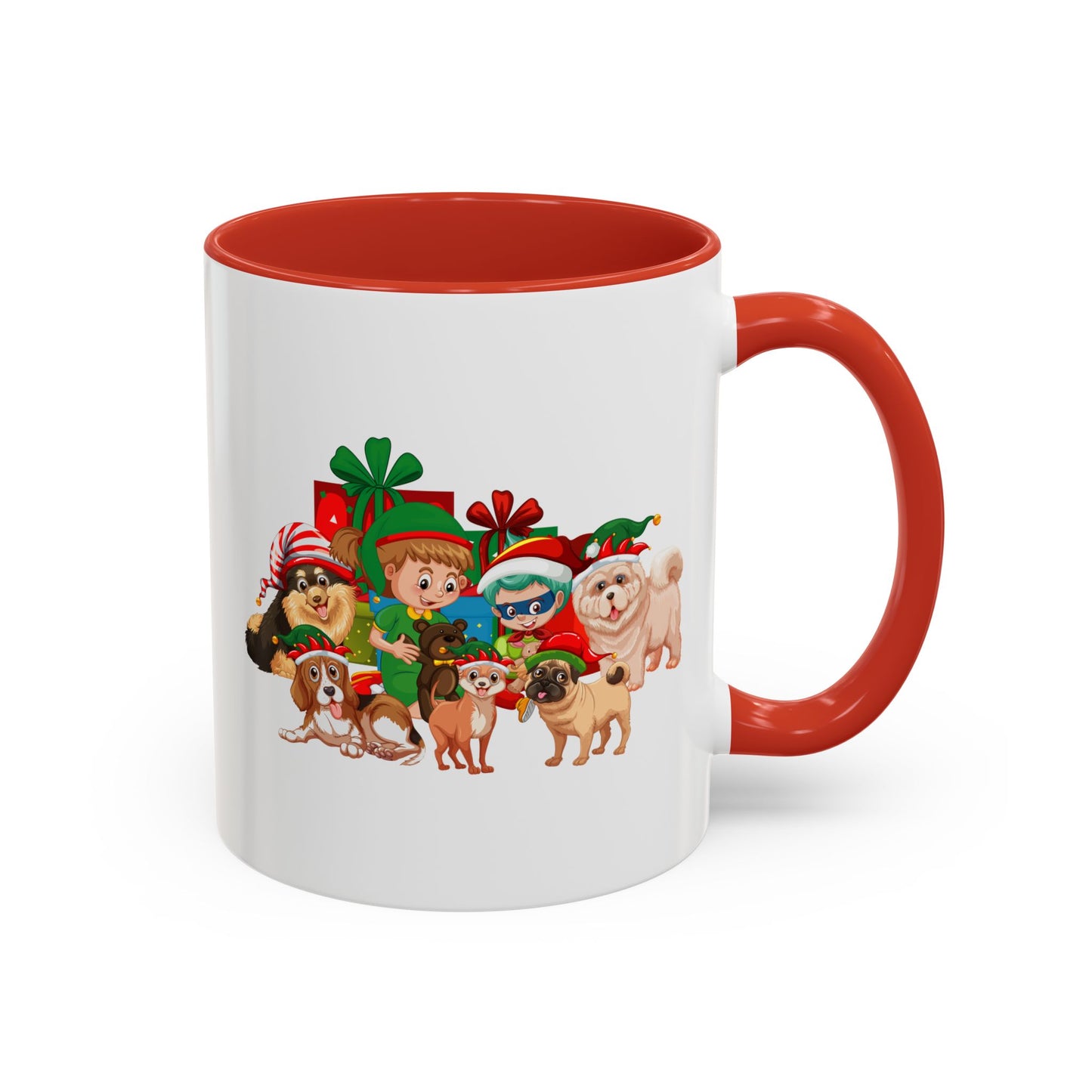 Accent Coffee Mug - Christmas with super kiddo pet friends without text