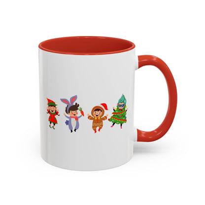 Accent Coffee Mug - Super kiddo in christmas tree attire - [[{"value":"Wonderwear Kid"}]]