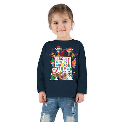 Toddler Long Sleeve Tee - Christmas alphabet with super kiddo - [[{"value":"Wonderwear Kid"}]]