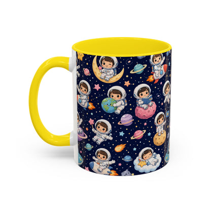 Accent Coffee Mug  (11/15 oz) - Kawaii Astronauts in a Starry Space Adventure