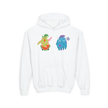 Youth Heavy Blend Hooded Sweatshirt - Funny Toothy monsters Printify