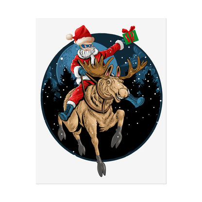 Rolled Posters - Super kiddo riding a reindeer - [[{"value":"Wonderwear Kid"}]]