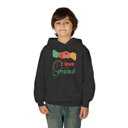 Youth Heavy Blend Hooded Sweatshirt - I love my friends Printify