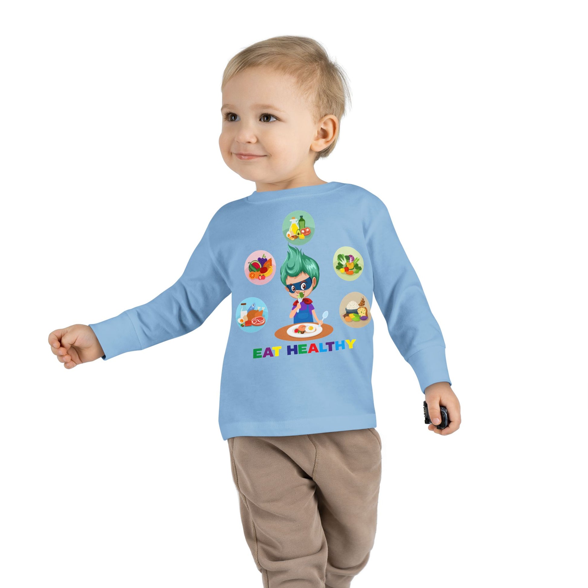 Toddler Long Sleeve Tee - Supper kiddo showing healthy food to eat - [[{"value":"Wonderwear Kid"}]]