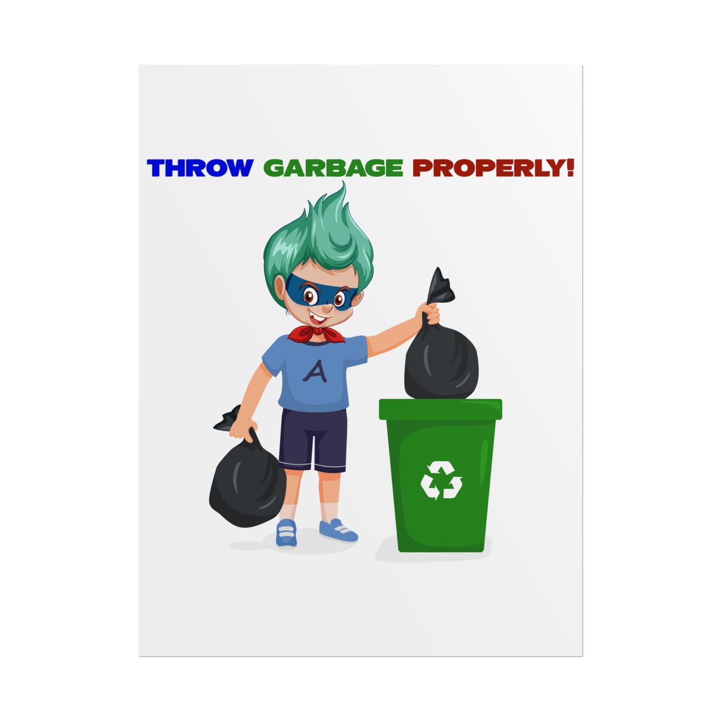 Rolled Posters - Super kiddo taking trash out - [[{"value":"Wonderwear Kid"}]]