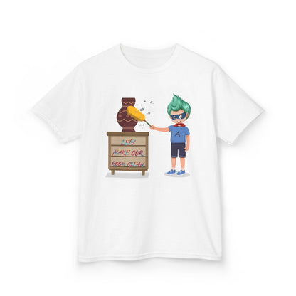 Kids Heavy Cotton™ Tee - Super kiddo cleaning a vase - [[{"value":"Wonderwear Kid"}]]
