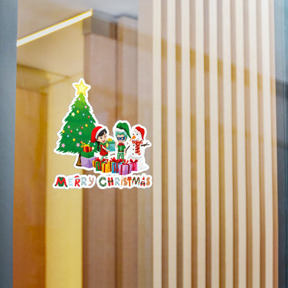 Christmas Kiss-Cut Vinyl Decals – Super kiddo preparing gifts - [[{"value":"Wonderwear Kid"}]]