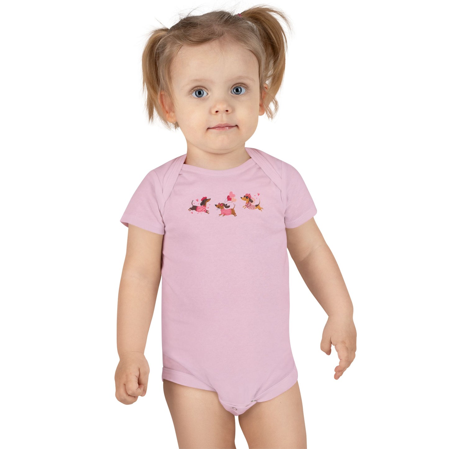 Infant Jersey One Piece - Valentines - Three Dachshund - [[{"value":"Wonderwear Kid"}]]