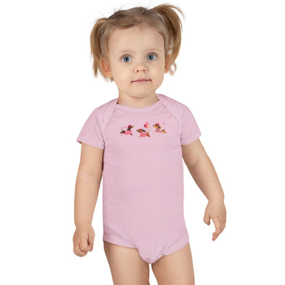 Infant Jersey One Piece - Valentines - Three Dachshund - [[{"value":"Wonderwear Kid"}]]