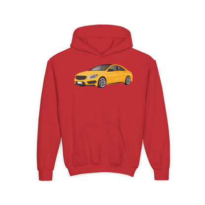 Youth Heavy Blend Hooded Sweatshirt - Yellow car Printify