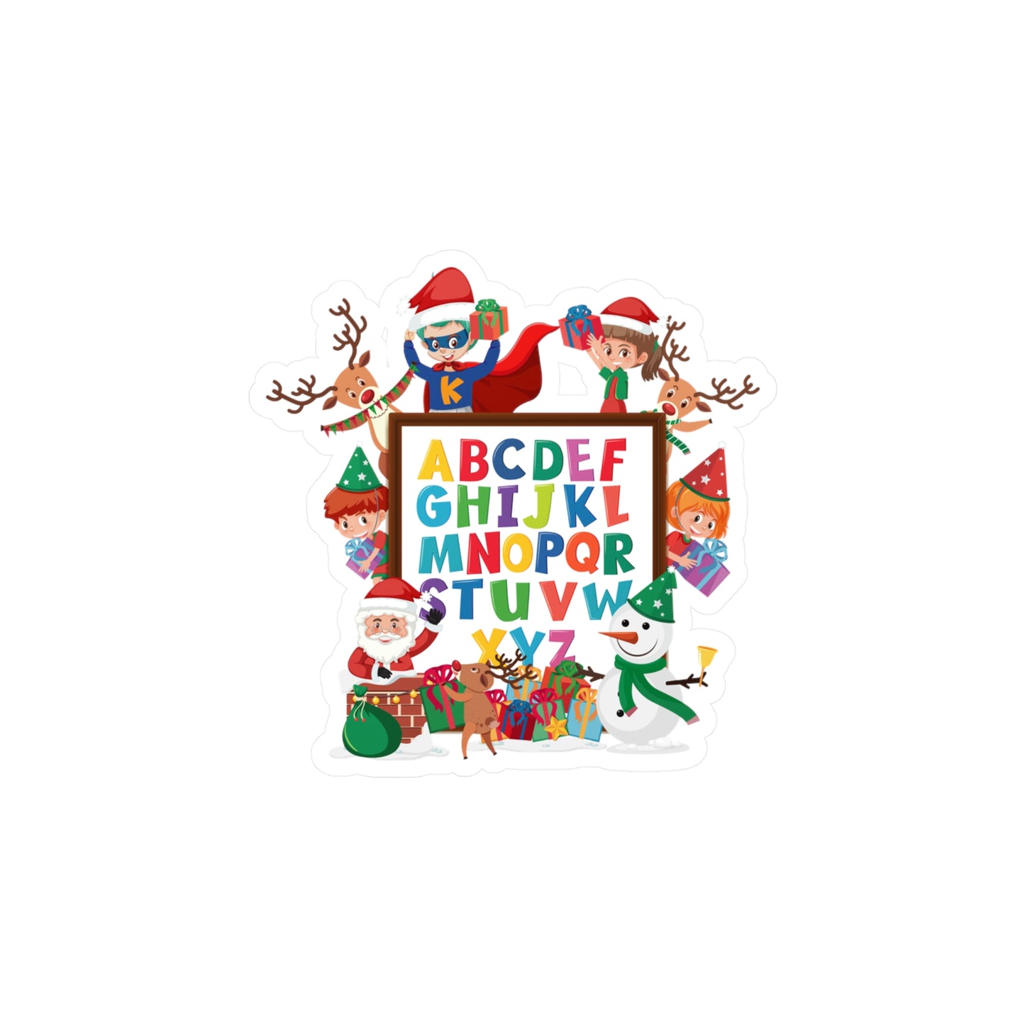 Christmas Kiss-Cut Vinyl Decals – Christmas alphabet with super kiddo