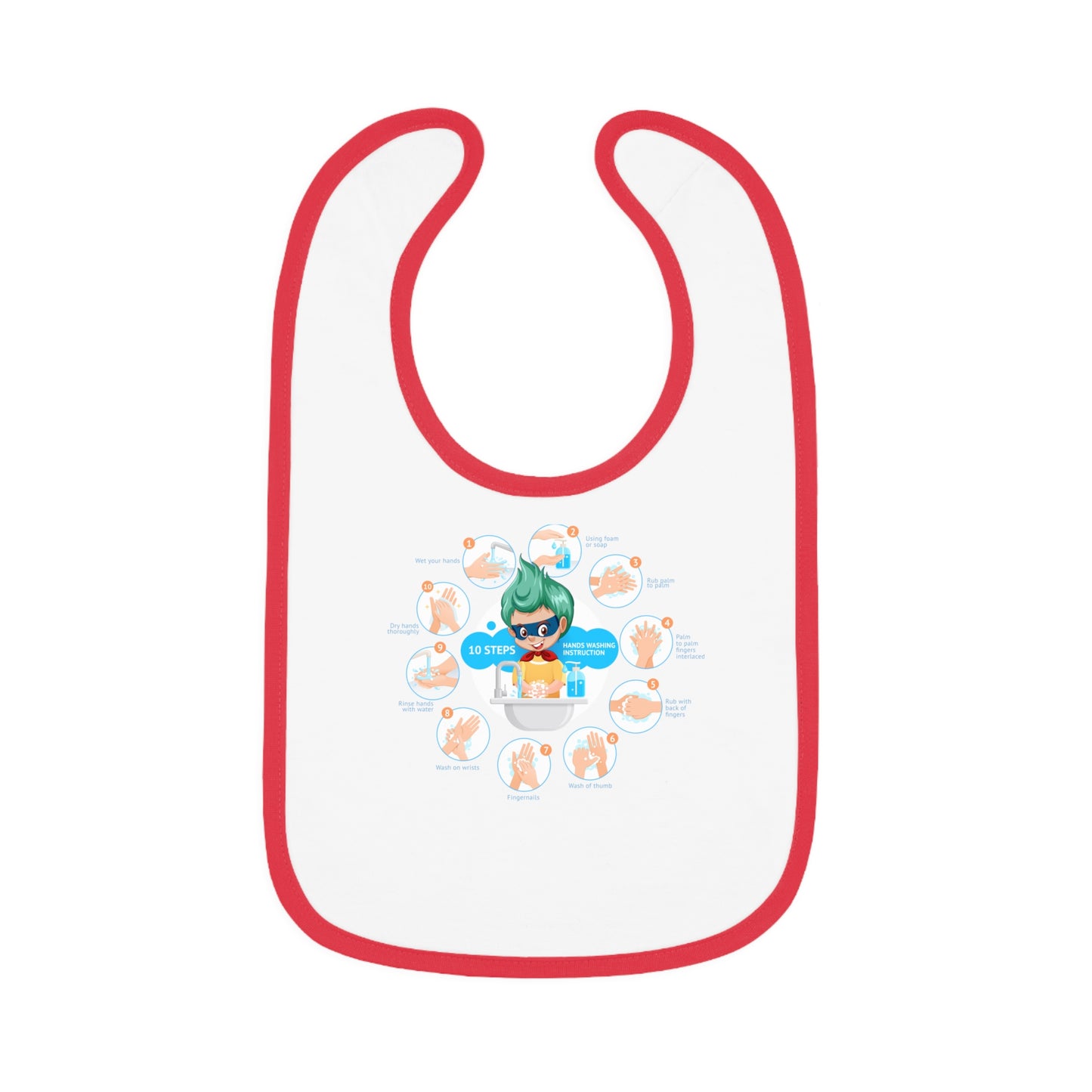 Baby Bib - Super kiddo hand washing steps