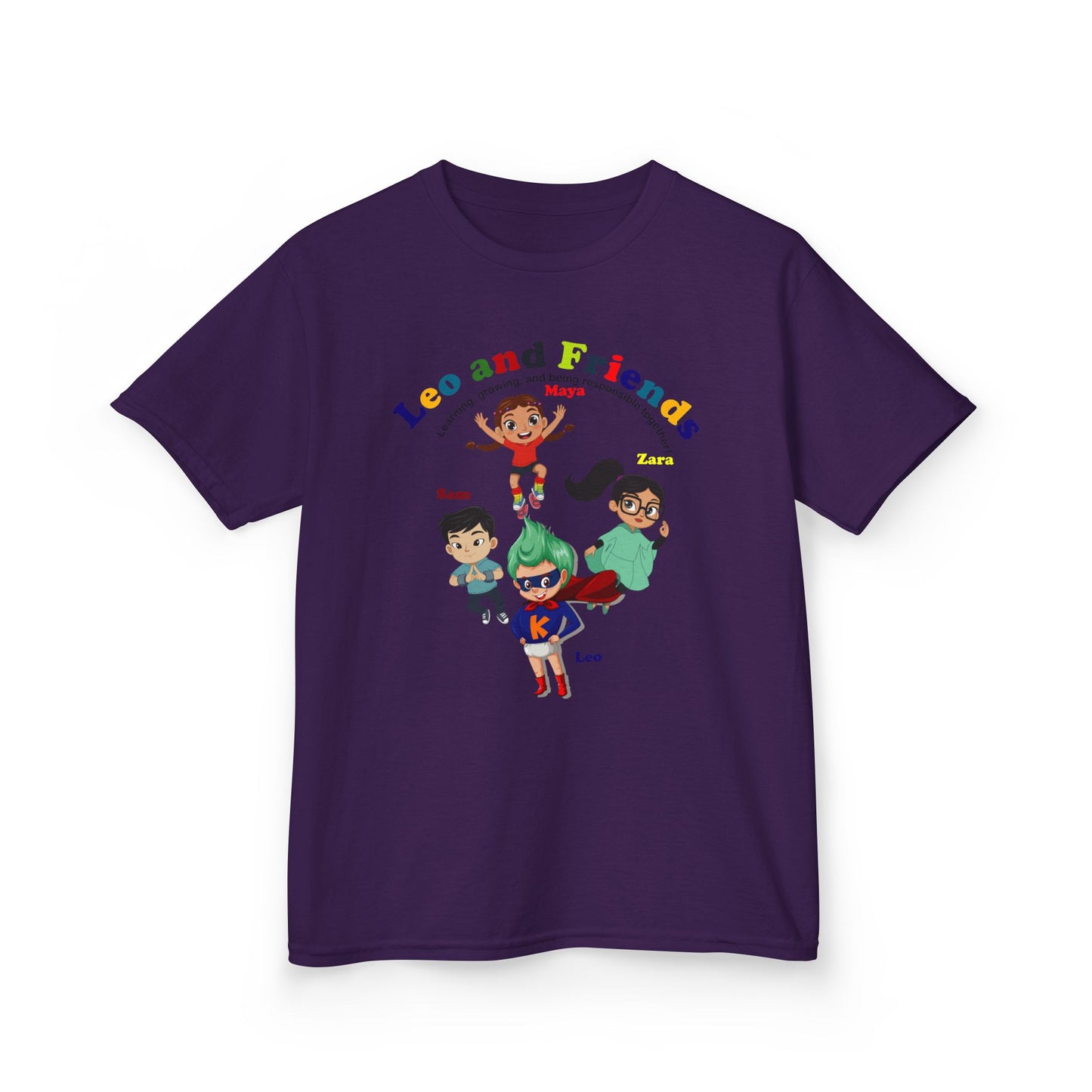 Kids Heavy Cotton™ Tee - Leo & Friends - Learning and growing - [[{"value":"Wonderwear Kid"}]]