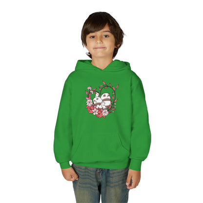 Youth Heavy Blend Hooded Sweatshirt - Panda and Cat love Printify