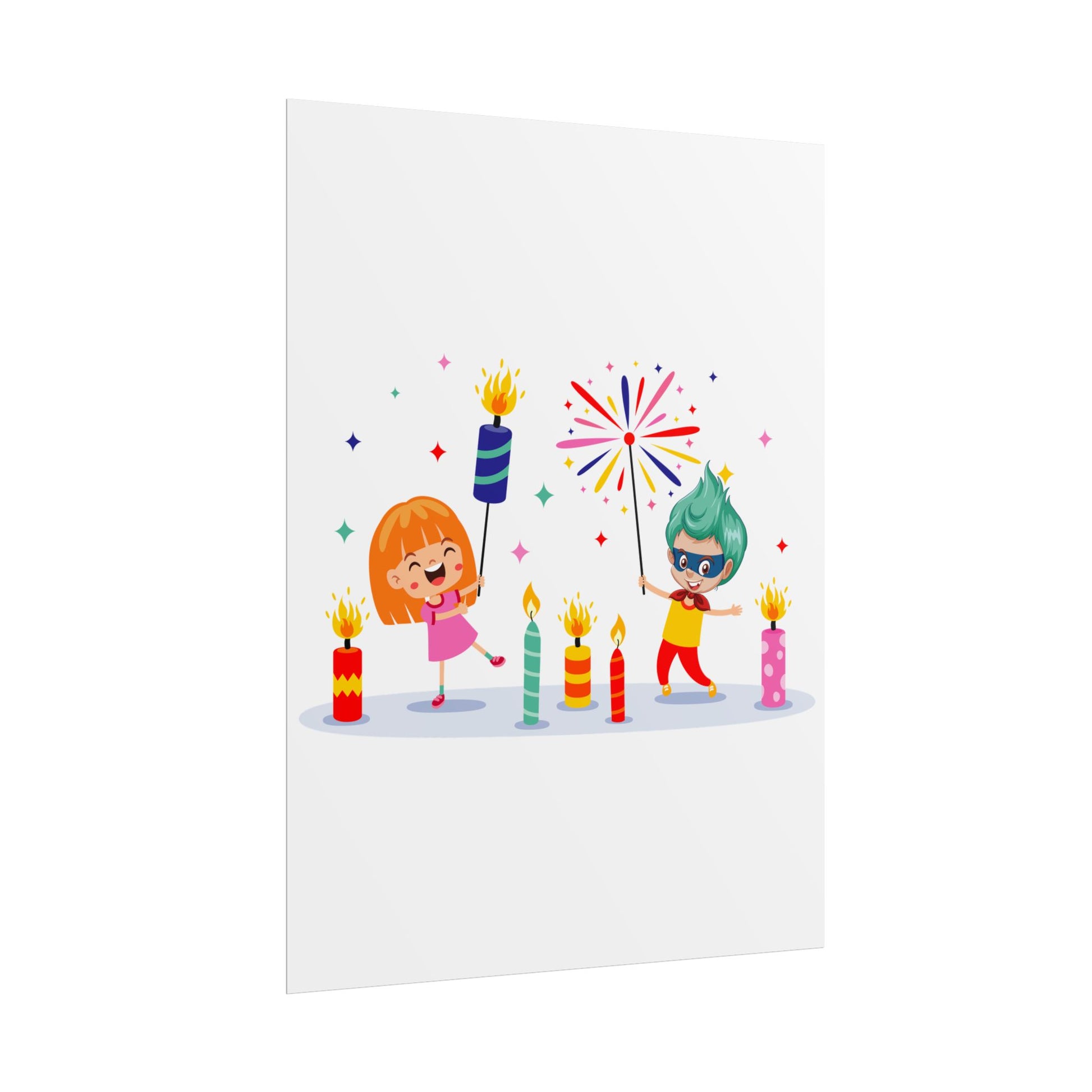 Rolled Posters - Super kiddo lighting fireworks - [[{"value":"Wonderwear Kid"}]]