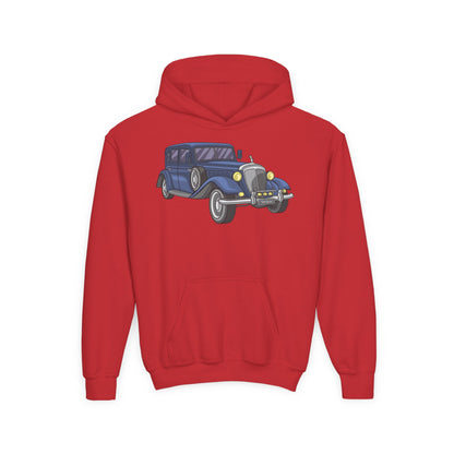 Youth Heavy Blend Hooded Sweatshirt -  vintage retro car Printify