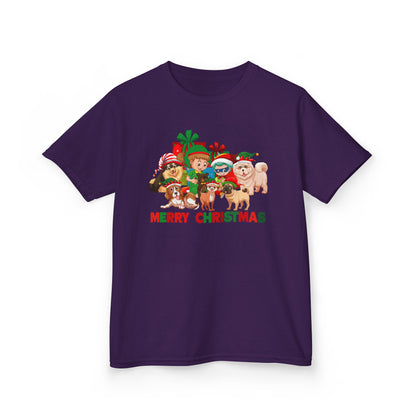 Kids Heavy Cotton™ Tee - Christmas with super kiddo pet friends with text - [[{"value":"Wonderwear Kid"}]]