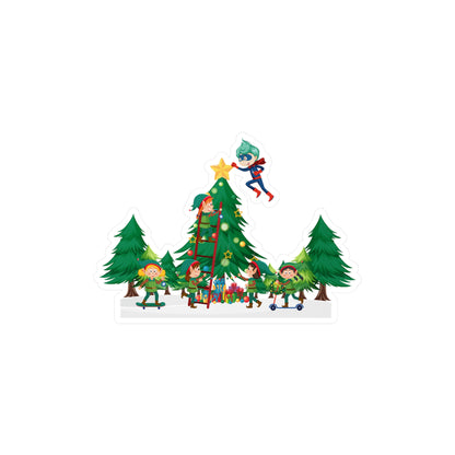 Christmas Kiss-Cut Vinyl Decals – Super kiddo putting the stars - [[{"value":"Wonderwear Kid"}]]