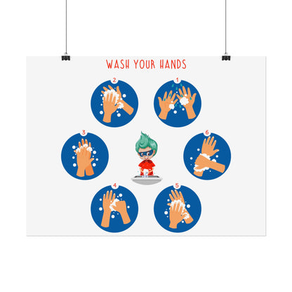 Rolled Posters - Super kiddo teaching how to wash hands - [[{"value":"Wonderwear Kid"}]]