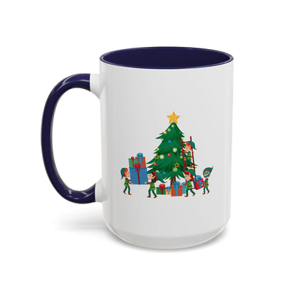 Accent Coffee Mug - Super kiddo putting gifts on christmas tree - [[{"value":"Wonderwear Kid"}]]