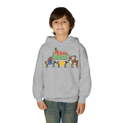 Youth Heavy Blend Hooded Sweatshirt - Merry christmas and reindeer - [[{"value":"Wonderwear Kid"}]]