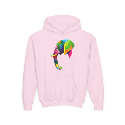 Youth hoodie with adorable elephant design Printify