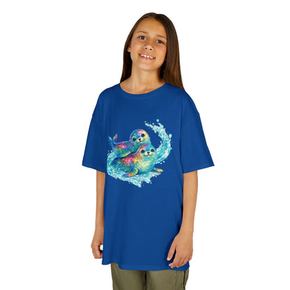Kids Heavy Cotton™ Tee - Iridescent seals in sparkling splash