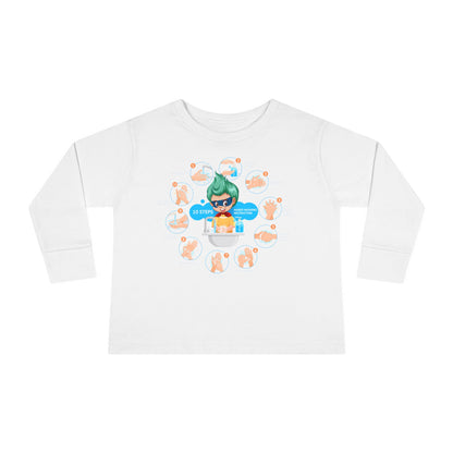 Toddler Long Sleeve Tee - Super kiddo hand washing steps - [[{"value":"Wonderwear Kid"}]]