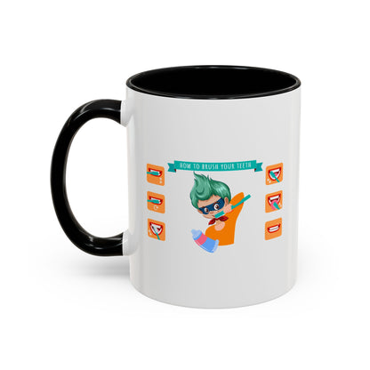 Accent Coffee Mug - Super kiddo how to brush teeth - [[{"value":"Wonderwear Kid"}]]